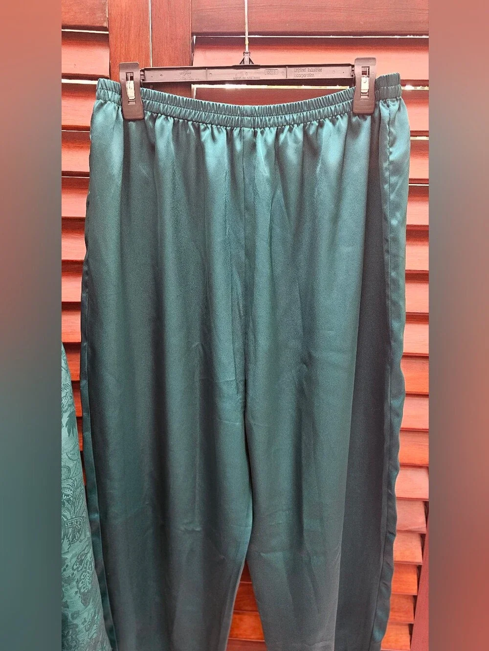 Vintage 90s Victoria’s Secret Deep Green Jacquard Satin Pajama Set M